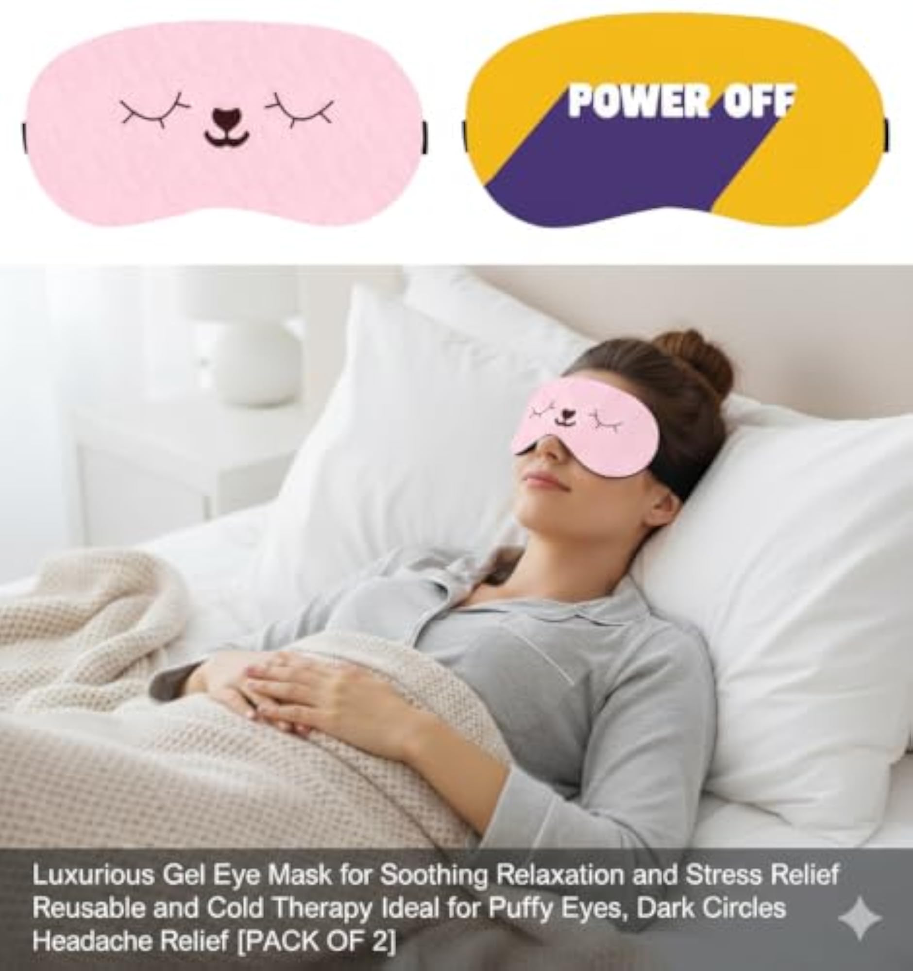 Power Off and Plush Eye Mask Set, Pack of 2